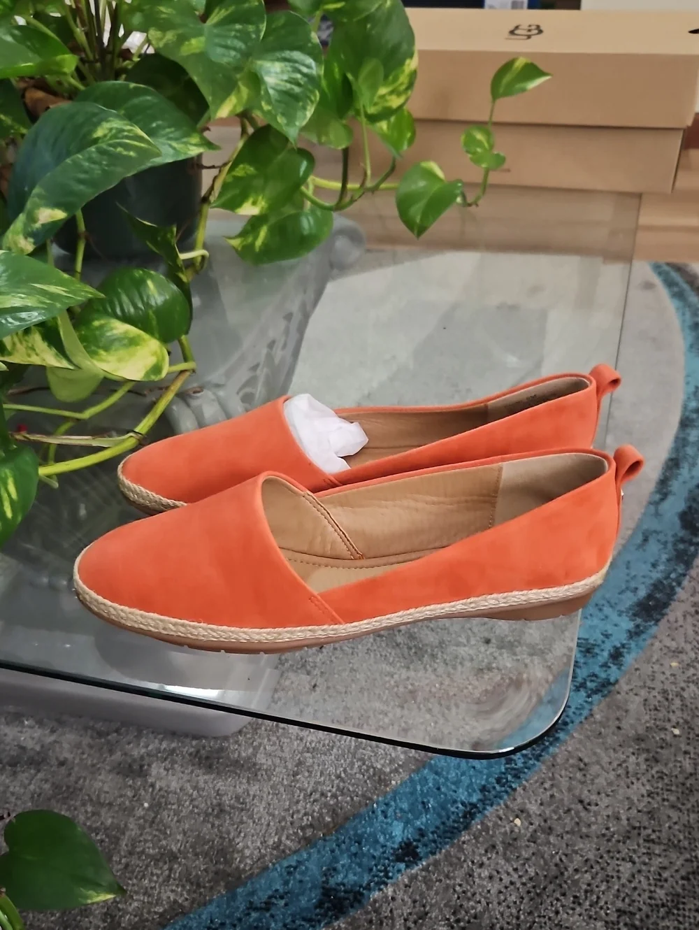 Classic Orange Espadrille Slip-On Flats